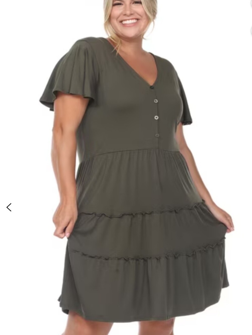 Derek Heart Olive Green Tiered Mini Dress